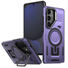 For Samsung Galaxy S24 FE 5G Shield Hollow Frame Holder MagSafe Phone Case(Purple)