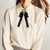Ladies Court Style Cloth Brooch Lace Bow-knot Bow Tie Costume Accessories, Style:Pin Buckle Version(White)
