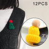 12PCS Cute Mini Knitted Hairball Hat Brooch Sweater Pins Badge(Yellow)