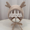 MZ9853 Baby Cartoon Animal Ears Shape Skullcap Cotton Keep Warm and Windproof Hat, Size: Suitable for 0-12 Months, Style:Antlers(Beige)
