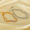 OPK GS1523 Stainless Steel Double Chain Double Row Diamonds Simple Bracelet, Color: Gold
