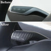 For Tesla Model 3 / Y 2pcs/Set Car Turn Signal Lever Carbon Fiber Pattern Protective Cover(Bright Black)