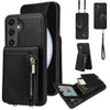 For Samsung Galaxy S24 FE 5G Crossbody Lanyard Zipper Wallet Leather Phone Case(Black)