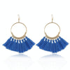 Tassel Earrings for Women Ethnic Big Drop Earrings Bohemia Fashion Jewelry Trendy Cotton Rope Fringe Long Dangle Earrings(Blue)