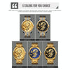 SKMEI 9193 Men Golden Dragon Pattern Calendar Dial Luminous Quartz Watch(Silver Black)