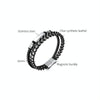 OPK PH1587 Stainless Steel Glossy Double Braided Leather Magnetic Insert Buckle Bracelet