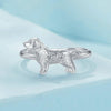 SCR952-E S925 Sterling Silver Cute Little Golden Retriever Puppy Ring