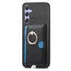 For Samsung Galaxy F15 / M15 Retro Cross Leather Ring Side Insert Card Bag MagSafe Phone Case(Black)