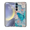 For Samsung Galaxy S25 5G IMD Double Piece Simple Fresh Shockproof Phone Case(Blue Butterfly)