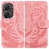 For Asus Zenfone 9 Tiger Embossing Pattern Flip Leather Phone Case(Pink)