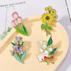 CZ0976-4 Cartoon Plant Flower Alloy Enamel Badge Garden Style Sunflower Clothing Bag Brooch Ornament
