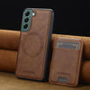 For Samsung Galaxy S22 5G LC.IMEEKE L3 Series Detachable RFID Card Bag Magsafe Phone Case(Brown)