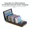 WLX-815P 180W 15 Ports USB Fast Charging Dock Smart Charger with Holder, US Plug