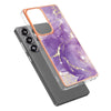 For Samsung Galaxy S25 Ultra 5G Electroplating Marble Pattern Dual-side IMD TPU Shockproof Phone Case(Purple 002)