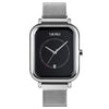SKMEI 9207 Fashion Creative Simple Watch Men Magnetic Buckle Mesh Belt Steel Belt Couple Quartz Watch(Silver Black)