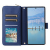 For Samsung Galaxy S22 Ultra 5G Nine-card Slots Zipper Wallet Bag Leather Phone Case(Blue)
