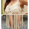 Summer Long Tassels Camisole Cover-up Hand Hook Hollow Sunscreen Shirt, Size: Free Size(Black)