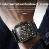 OLEVS 9925 Men Square Dial Multifunctional Waterproof Quartz Watch(Black)