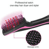 Professional Multi Function Electric Hair Blow Brush Hot Air Hair Curls Comb Salon Hair Styler, Plug standard:US(Rose Red)