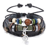 Simple Multi-Layer Beaded Leather Bracelet Personalized Musical Note Charm Bracelet(Black)