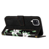 For Samsung Galaxy A12 5G Floral Pattern Leather Phone Case with Lanyard(Black)