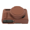 For Canon PowerShot G7 X Mark II / G7X2 Soft Silicone Protective Case with Lens Cover(Coffee)