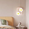 Children Room Bedside Warm Sunflower Chandelier, Color: Square Pink White Light