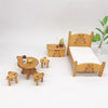 1:12 Mini Doll House Pocket Children Bedroom Small Bear Bed Set(Brown)