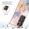 For Samsung Galaxy S25 Ultra 5G Electroplating Pattern IMD TPU Shockproof Case with Rhinestone Ring Holder(Milky Way White Marble)
