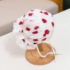 C0487 Strawberry Pattern Cotton Spring Baby Openning Lace Hat, Size: One Size(White)