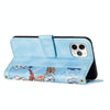 For iPhone 11 Pro Max Floral Pattern Leather Phone Case with Lanyard(Light Blue)