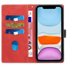 For iPhone 11 Pro Grid Stitching Leather Phone Case with Lanyard(Red)