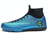 Outdoor High-top Non-slip Soccer Cleats Training Sneakers for Men, Size:45(2039-1 Blue Broken Nail)