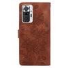 For Redmi Note 10 Pro 4G Lace Floral Embossed Magnetic Buckle PU Phone Case With Wrist Strap(Brown)