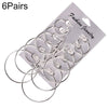 6 Pairs/Set Women Steampunk Fashion Circle Hoop Earrings(Silver)