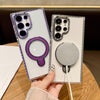 For Samsung Galaxy S25 Ultra 5G Transparent MagSafe Holder Phone Case with Lens Film(Purple)