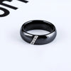Simple Nano Ceramic Ring Trend Titanium Steel with Zircon Rings, Ring Size:8(Black)