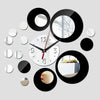 3D Stereo Decorative Clock Acrylic Digital Mirror Wall Sticker Wall Clock(Silver Black)