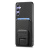 For Samsung Galaxy S25+ 5G Carbon Fiber Card Bag Fold Stand Phone Case(Black)