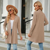Autumn And Winter Women Button Long Sleeve Loose Cardigan Jacket, Size: L(Khaki)