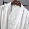 Robes  Elegant Sleepwear Sexy Lace Women Dressing Kimono Silk Bath Robe, Size:L(White)