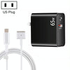 PD-65W USB-C / Type-C + QC3. 0 USB Laptop Charging Adapter + 1.8m USB-C / Type-C to MagSafe 2 / T Head Data Cable, US Plug(Black)