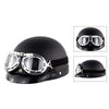 Soman Electromobile Motorcycle Half Face Helmet Retro Harley Helmet with Goggles(Matte Black)