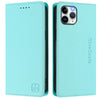 For iPhone 11 Pro Max RC01 Dual-Folded Magnetic Suction RFID Leather Phone Case(Mint Green)