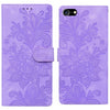For iPhone 6 / 7 / SE 2022 Lace Floral Embossed Magnetic Buckle Leather Phone Case(Purple)