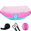 Portable Outdoor Camping Full-automatic Nylon Parachute Hammock with Mosquito Nets, Size : 250 x 120cm (Pink Blue)