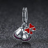 S925 Sterling Silver Pendant Christmas Wind Chimes with Bow Cute Bells Beads DIY Bracelet Necklace Accessories