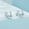 Sterling Silver S925 Moonstone Cute Cat Earrings