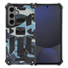 For Samsung Galaxy S24 FE 5G Camouflage Armor Kickstand TPU Hybrid PC Magnetic Phone Case(Light Blue)