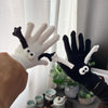 Fall Winter Couple Students Magnetic Warm Gloves Cute Dolls Outdoor Hand In Hand Mittens, Size: Average(White)